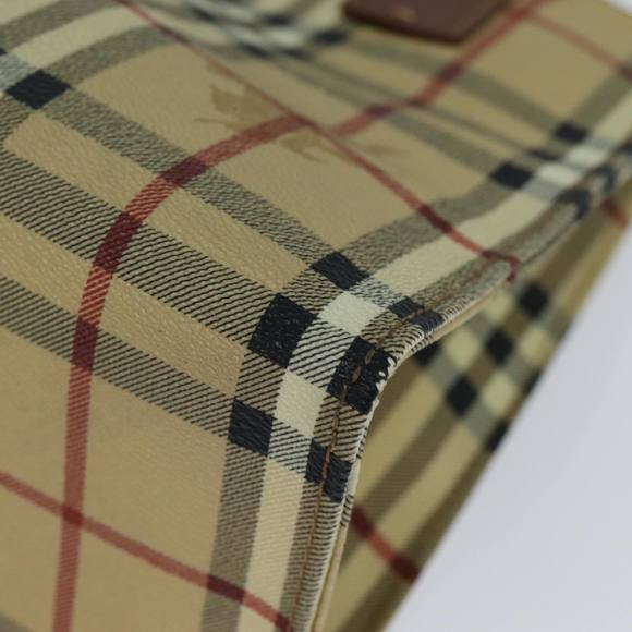 BURBERRY Nova Check Hand Bag PVC Leather Beige Auth yk13701 - Picture 9 of 16